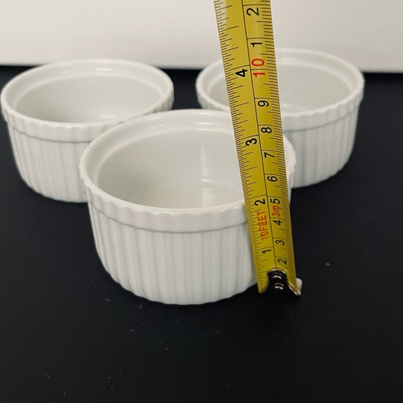 Crate & Barrel White Ribbed Porcelain Ramekins Set of 3 - Picture 5 of 5